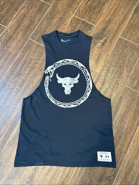 Under Armour Black Muscle Tank with Silver Bull Logo